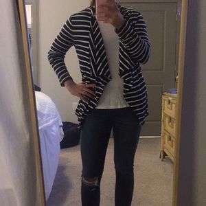 Striped JCrew Open Cotton Cardigan